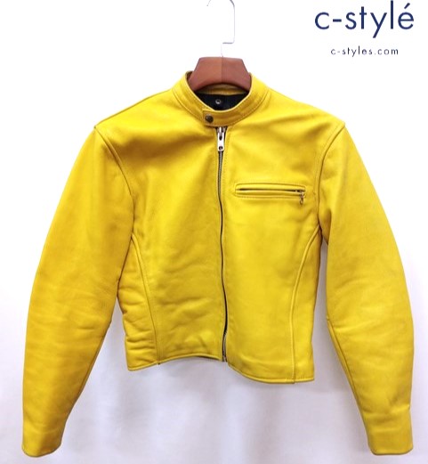 VANSON バンソン シングルライダースレザージャケット 36 イエロー