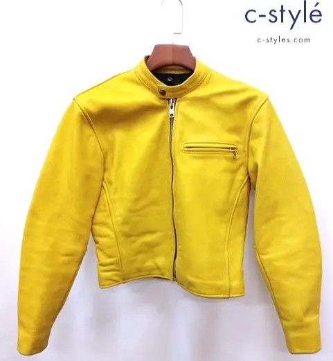 VANSON バンソン シングルライダースレザージャケット 36 イエロー