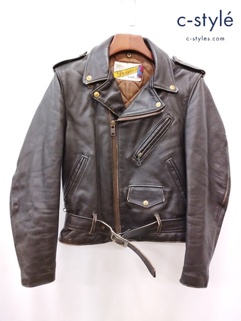 Schott ショット ダブルライダースレザージャケット 34 ブラウン
