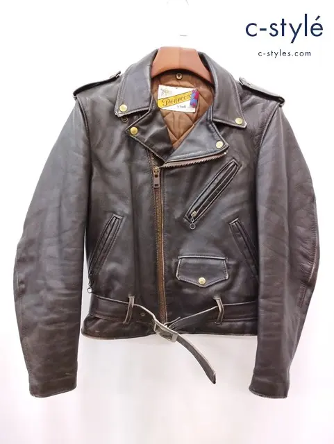 Schott ショット ダブルライダースレザージャケット 34 ブラウン