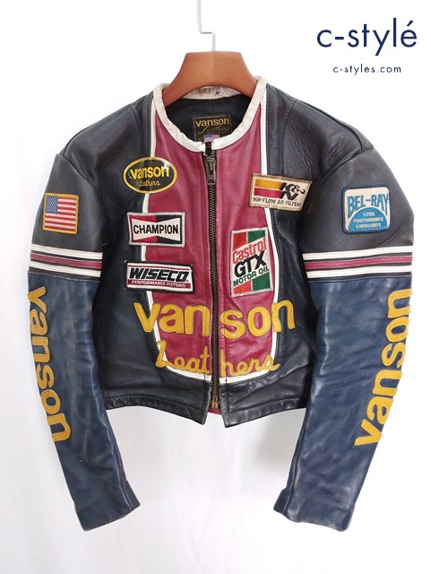 VANSON バンソン シングルライダースレザージャケット 38 マルチカラー