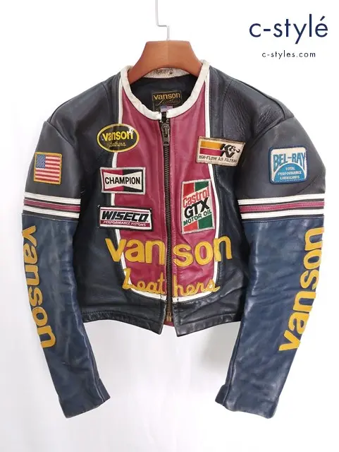VANSON バンソン シングルライダースレザージャケット 38 マルチカラー