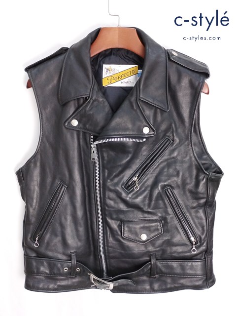 Schott ショット レザーベスト M ブラック