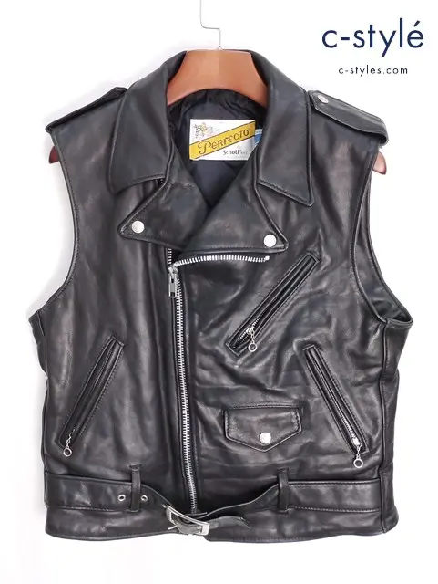 Schott ショット レザーベスト M ブラック