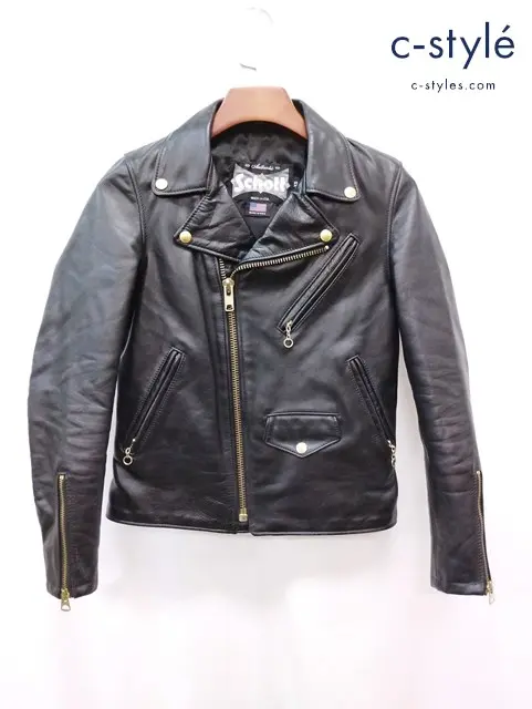 Schott ショット ダブルライダースレザージャケット XS ブラック レディース
