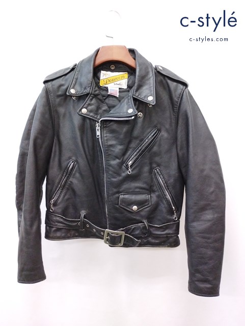 Schott ショット ダブルライダースレザージャケット 38 ブラック