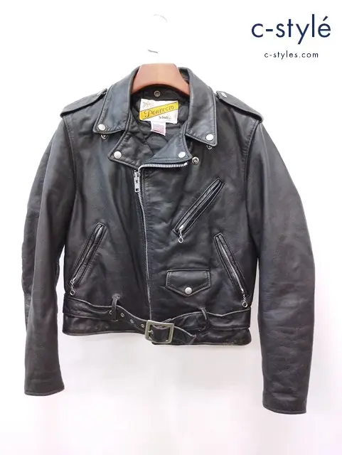 Schott ショット ダブルライダースレザージャケット 38 ブラック