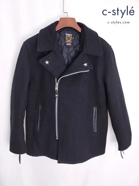 Schott ショット ピーコート 38 ブラック 7068 ウールジップ ワンスター アメリカ製 ハンガー付き