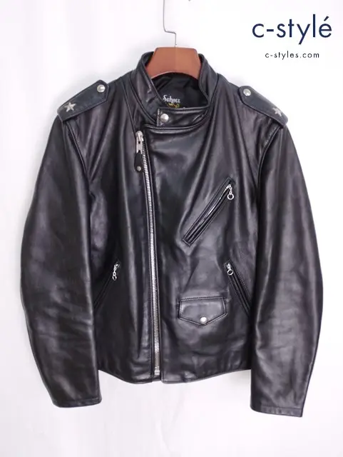 Schott ショット ワンスター ダブルライダースジャケット 40 ブラック 7316 革ジャン ハンガー付き