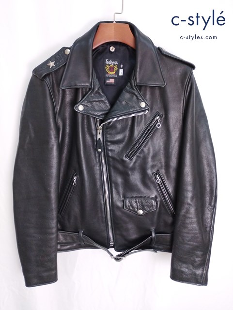 Schott ショット ワンスター ダブルライダースジャケット 40 ブラック 7577 革ジャン ハンガー付き