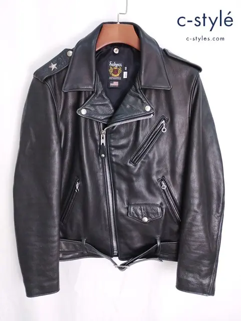 Schott ショット ワンスター ダブルライダースジャケット 40 ブラック 7577 革ジャン ハンガー付き