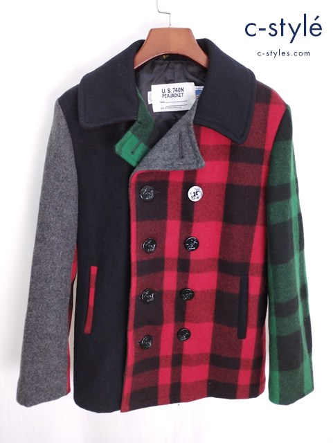 Schott ショット ピージャケット 40 マルチカラー U.S.740N 732 Pジャケット チェック ハンガー付き