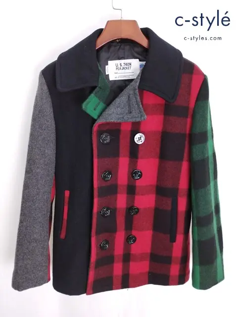 Schott ショット ピージャケット 40 マルチカラー U.S.740N 732 Pジャケット チェック ハンガー付き