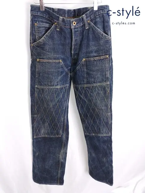 TROPHY CLOTHING トロフィークロージング デニムパンツ 33 インディゴ ボタンフライ 綿100％ 日本製