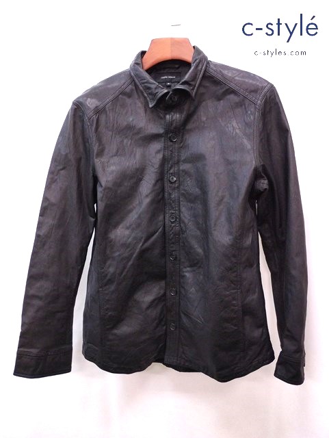 JOSEPH HOMME ジョゼフオム レザーシャツ 48 ブラック やぎ革