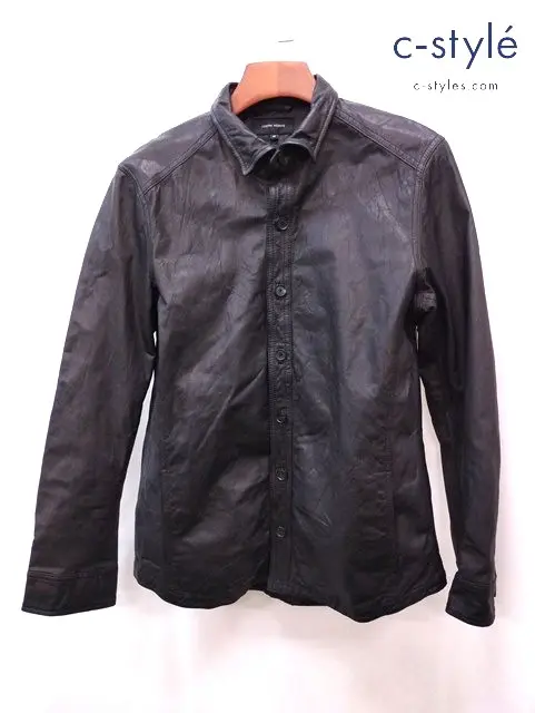 JOSEPH HOMME ジョゼフオム レザーシャツ 48 ブラック やぎ革
