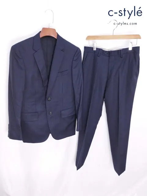 Paul Smith ポールスミス 2Bスーツ M ネイビー系 ピンストライプ 収納カバー ハンガー付き