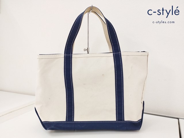 L.L.Bean エルエルビーン トートバッグ クリーム×ネイビー Top Zip Boat and Tote
