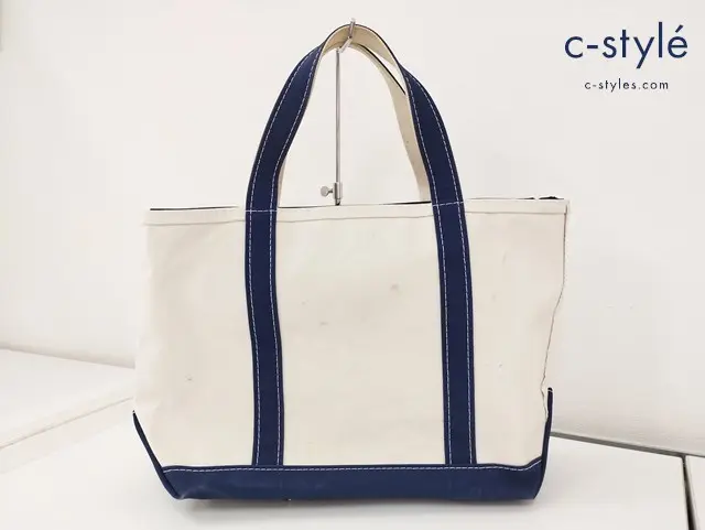 L.L.Bean エルエルビーン トートバッグ クリーム×ネイビー Top Zip Boat and Tote