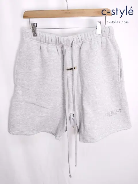 FOG ESSENTIALS エフオージーエッセンシャル ショートスウェットパンツ M グレー 裏起毛 ロゴ