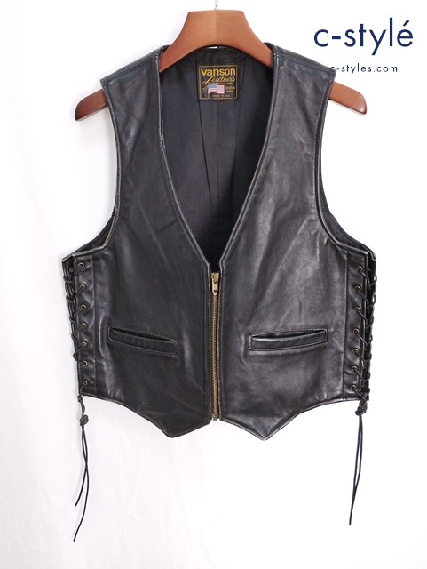 VANSON バンソン レザーベストジャケット ブラック アメリカ製