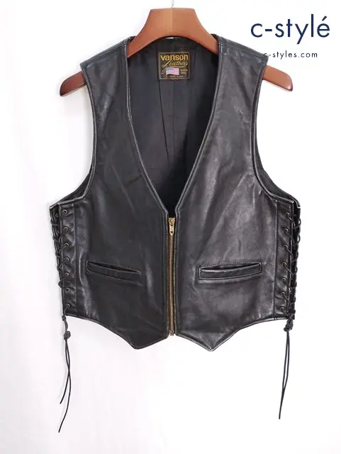 VANSON バンソン レザーベストジャケット ブラック アメリカ製