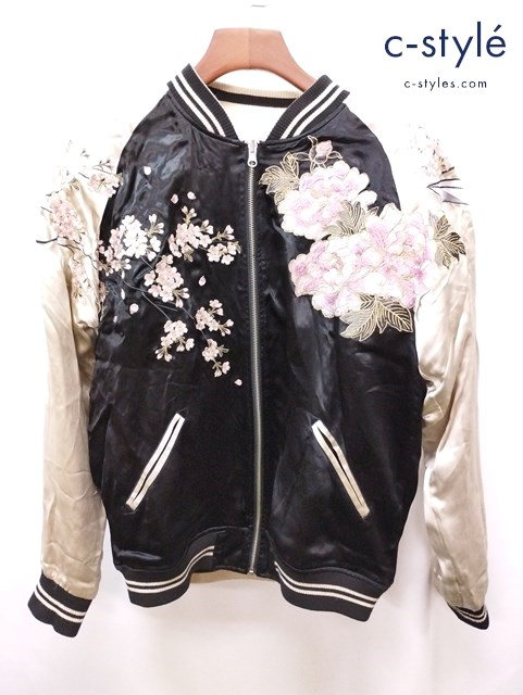 抜刀娘 バットウムスメ スカジャン XL ブラック×ホワイト