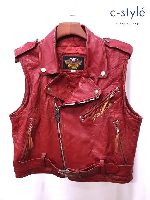 Harley-Davidson ハーレーダビッドソン レザーベスト M レッド