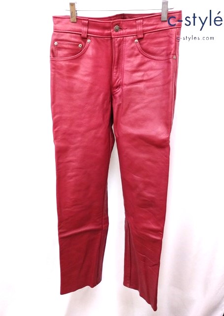 Schott ショット レザーパンツ 30 レッド