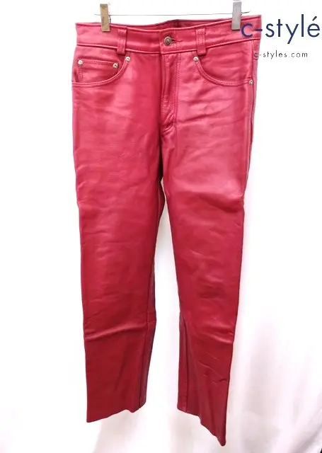 Schott ショット レザーパンツ 30 レッド