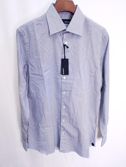 LARDINI ラルディーニ 長袖シャツ 40 ブルー系 イタリア製 ストライプ