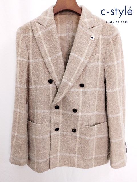 LARDINI ラルディーニ テーラードジャケット 48 ベージュ チェック JW906AEP イタリア製