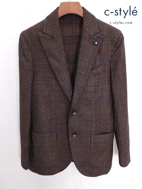LARDINI ラルディーニ テーラードジャケット 48 ブラウン系 チェック JW306AV29 イタリア製
