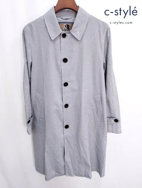 SEALUP×BEAMS ネイビーハウンドトゥースコート 44 ホワイト×ブラック B102BE/96083