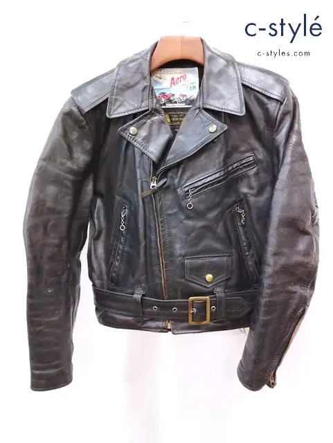 AERO LEATHER エアロレザー ダブルライダースレザージャケット 36 ブラック