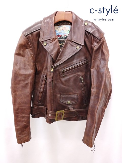AERO LEATHER エアロレザー ダブルライダースレザージャケット 38 ブラウン