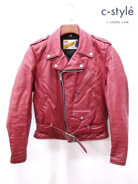 Schott ショット ダブルライダースレザージャケット 36 レッド