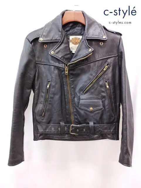Harley-Davidson ハーレーダビッドソン ダブルライダースレザージャケット 38 ブラック