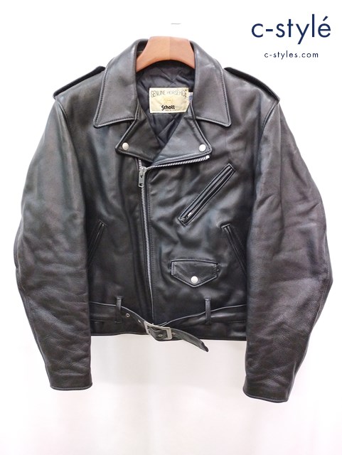 Schott ショットダブルライダースジャケット ワンスター 38 ブラック GENUINE HORSE HIDE