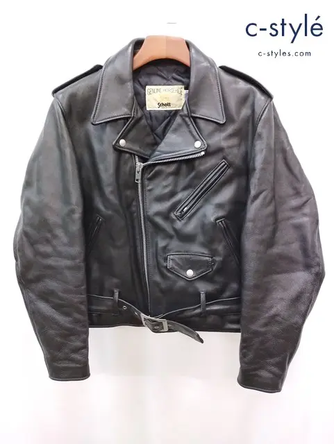 Schott ショットダブルライダースジャケット ワンスター 38 ブラック GENUINE HORSE HIDE