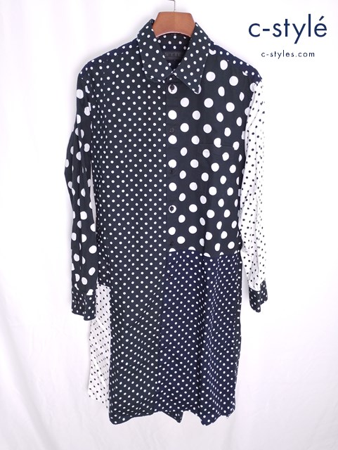 S’YTE サイト ロングシャツ 3 ブラック系 長袖 UJ-B92-806 ドット切り替 綿100%