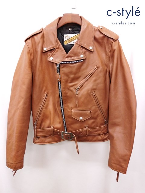 Schott ショット ダブルライダースレザージャケット 38 キャメル系