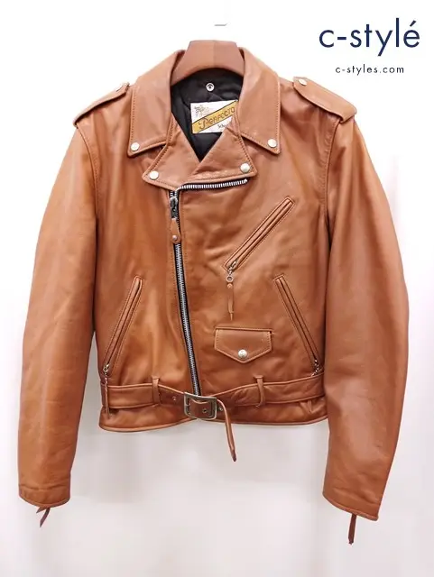 Schott ショット ダブルライダースレザージャケット 38 キャメル系