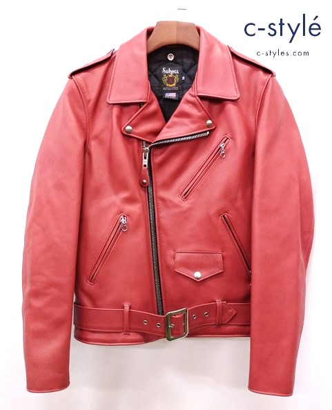 Schott ショット ダブルライダースレザージャケット ワンスター 38 レッド系 1-800-54