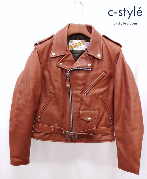 Schott ショット ダブルライダースレザージャケット 38 ブラウン系