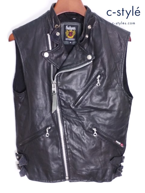 schott ショット ベストジャケット M ブラック レザー USA製