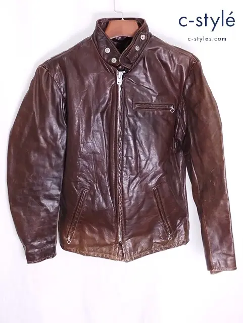 schott ショット シングルライダース 38 ブラウン レザー USA製