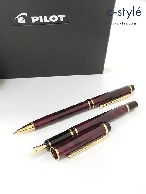 PILOT パイロット 万年筆 シャープペン レッド系 グランセ 14K-585 セット