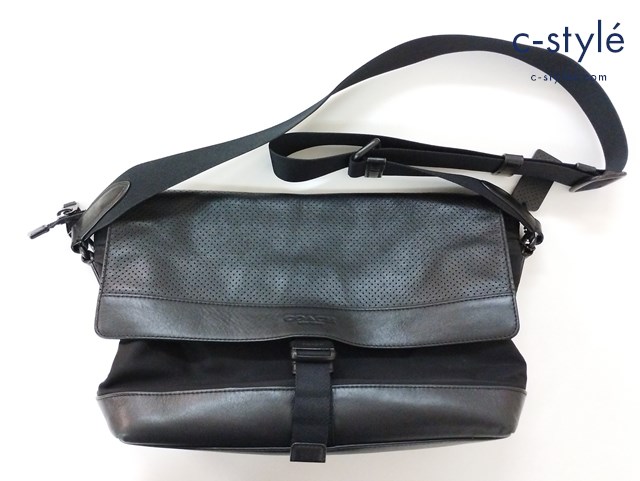 COACH コーチ ショルダーバッグ ブラック レザー パンチング 71968