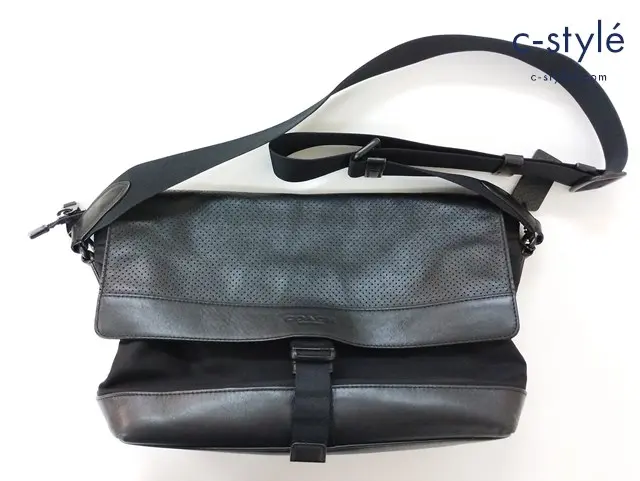COACH コーチ ショルダーバッグ ブラック レザー パンチング 71968
